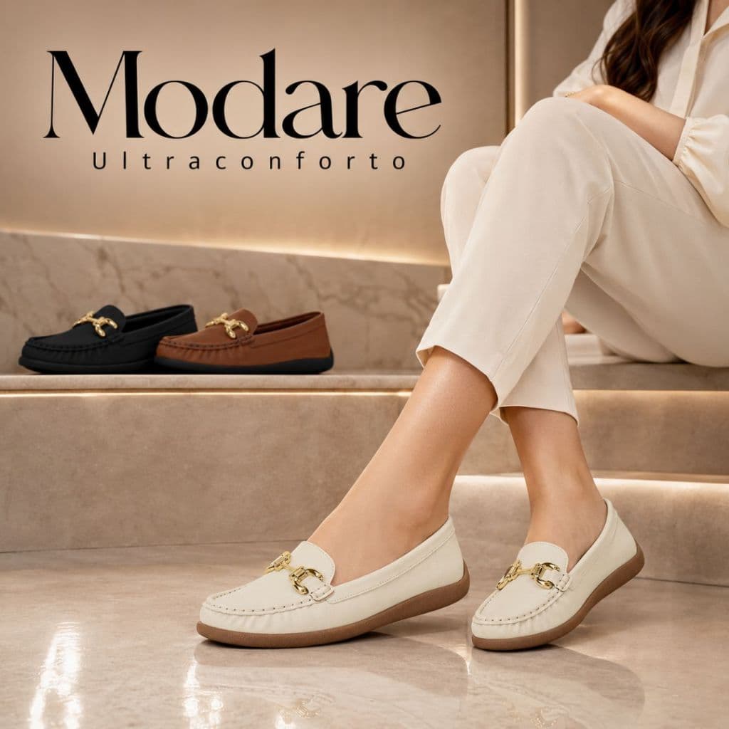 Sapato Feminino Mocassim Ortopédico Modare Ultraconforto Casual Moderno Elegante Feminina Original