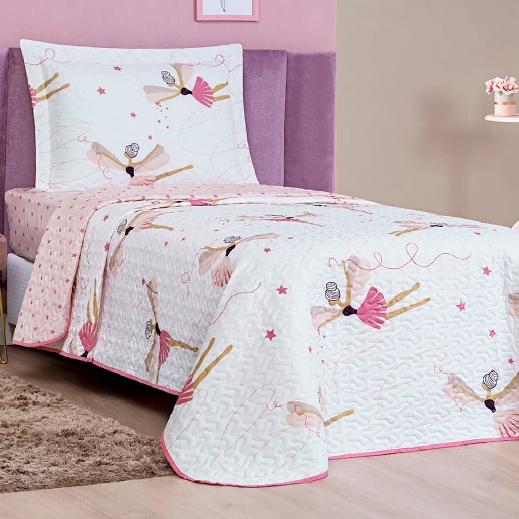 Cobre Leito Infantil Colcha Solteiro Dupla Face 2,40 x 1,60 Bouti 2 peças várias estampas