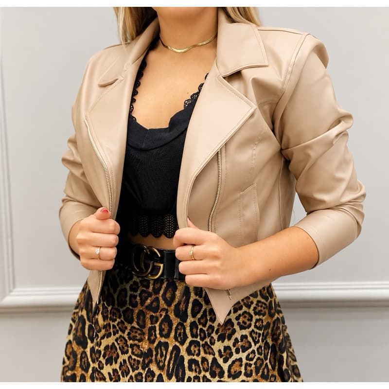 Jaqueta De Couro Premuim Feminina Com Ziper Inverno Elegante Envio Imediato