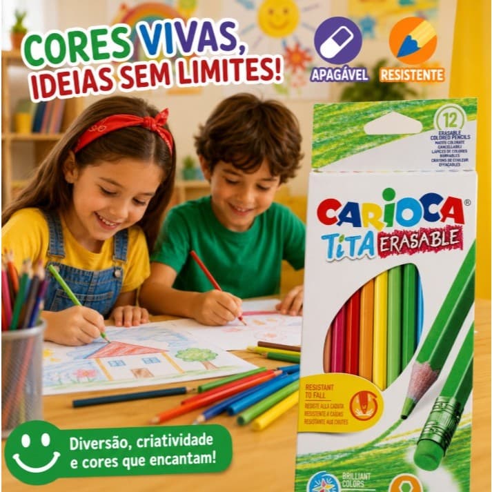 Kit Lapis Cor Colorido 24 Pecas Borracha Integrada Arte Escola Criatividade