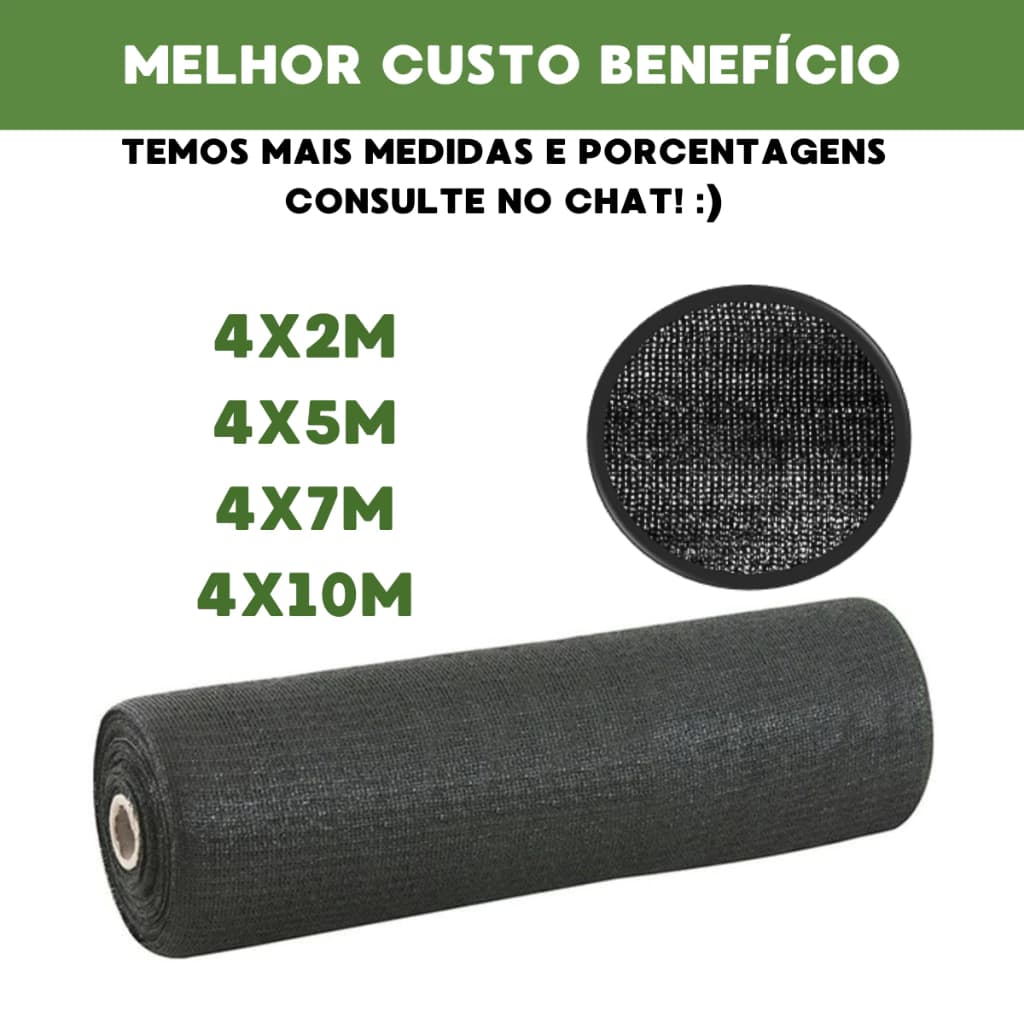 Tela Sombrite Sombreamento 50% Para Horta Jardim Viveiro Estufa Orquidário Pergolado Piscina até 10m