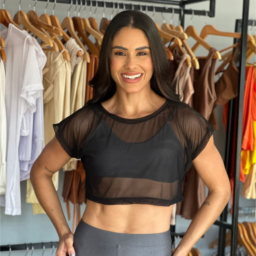 CROPPED TULE Telinha Fitness Feminina – Saída de Academia