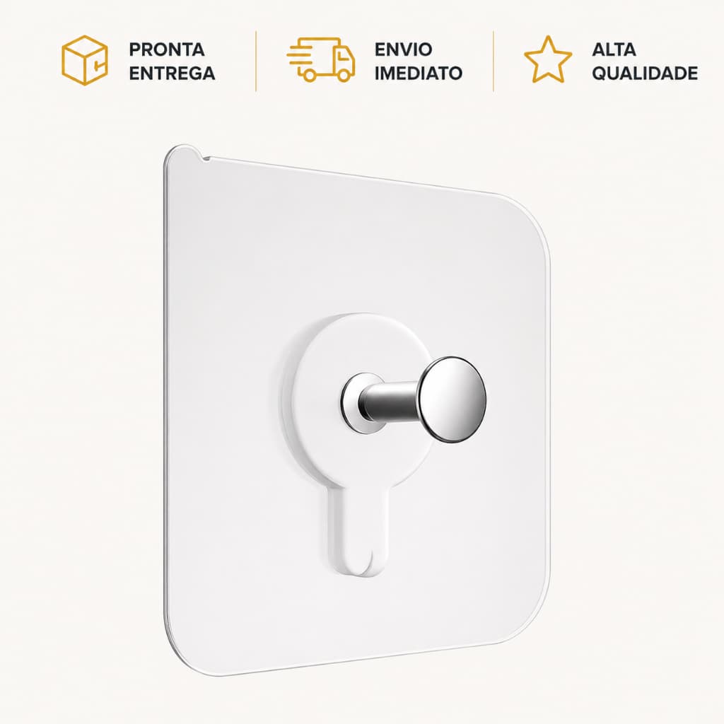 Gancho Adesivo Sem Furos Tipo Parafuso – Fixação Forte para Quadros, Banheiro e Cozinha