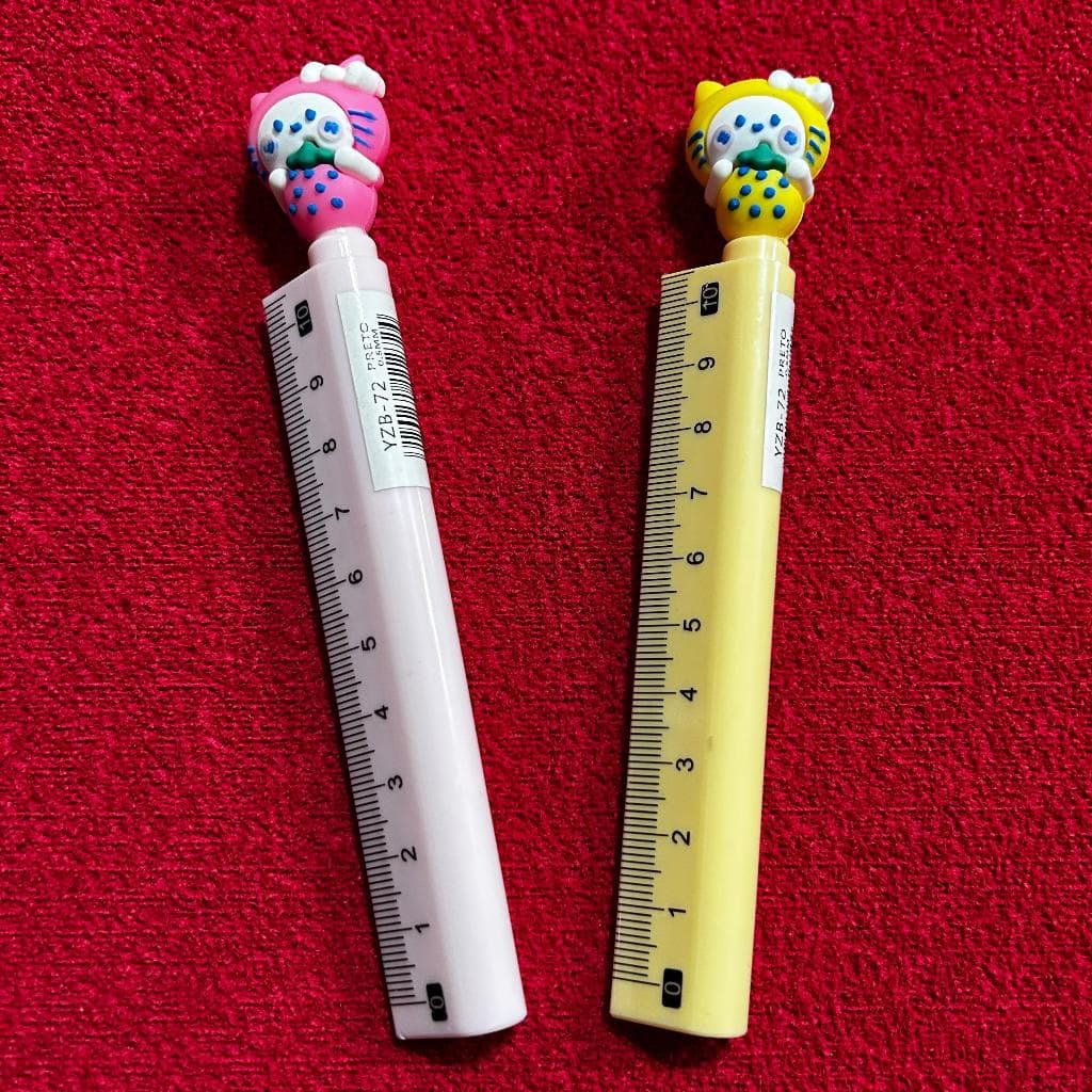 Caneta em Gel Coelho Fofo 2 em 1 com Régua plástico colorido 14,5cm 1 unidade