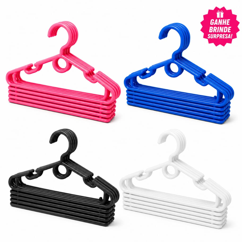 Kit Cabides Infantil Bebê Baby Rosa Azul Branco Preto Plástico Reforçado Cruzeta Roupa Colorido