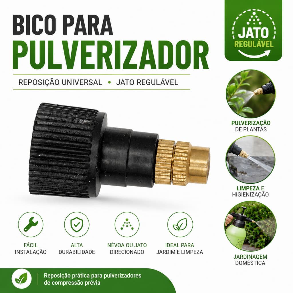 Bico Para Pulverizador Manual Compressão Prévia Regulável Universal Reposição Jardim