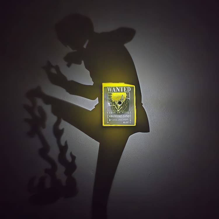 Luminária Sanji Vinsmoke Led Efeito Sombra Decoração One Piece