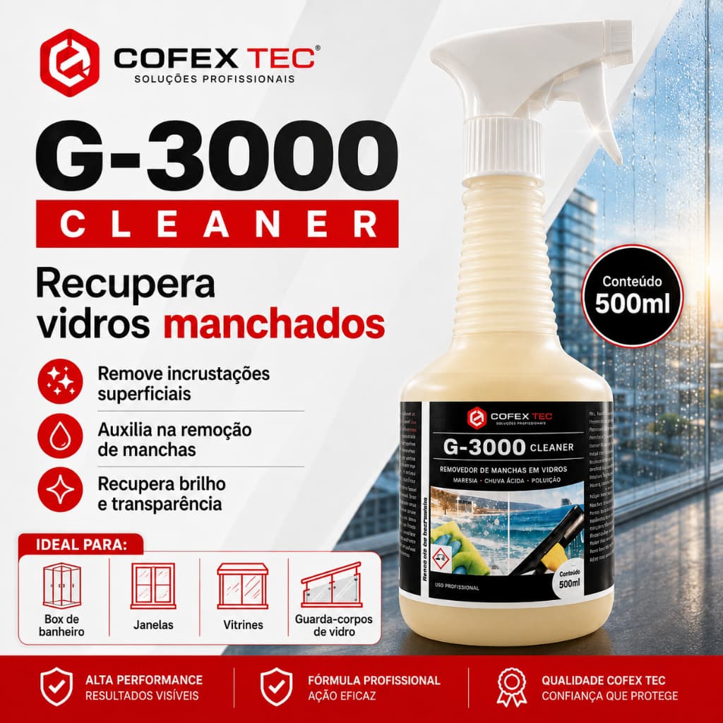 COFEX-TEC G-3000 CLEANER 500ml  limpa marcas de chuva e maresia