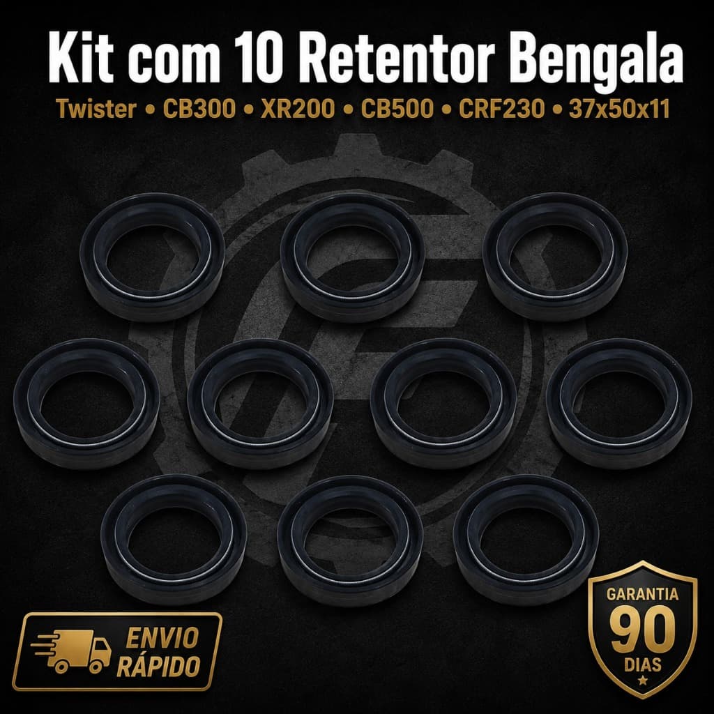 Kit com 10 Retentor Bengala Twister CB300 XR200 CB500 CRF230 37x50x11