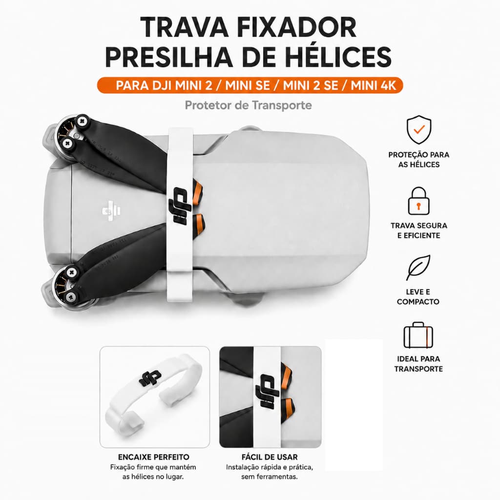 Trava Fixador de Hélices para DJI Mini 2 / Mini SE / Mini 2 SE / Mini 4K – Presilha Protetora para Transporte e Armazena