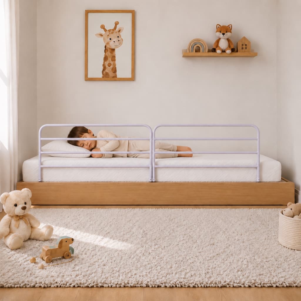 Kit Grades Proteção Cama 130cm Segurança Infantil Idoso Branca Dobrável Kit 2 Grades 65cm