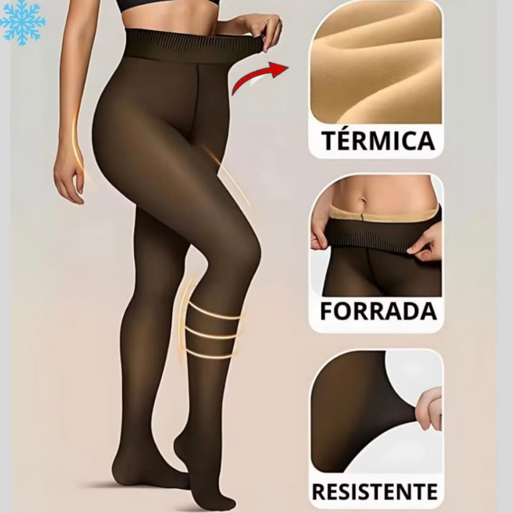 Meia Calça Forrada Térmica Plus Size Peluciada Translúcida Inverno Super Elástica