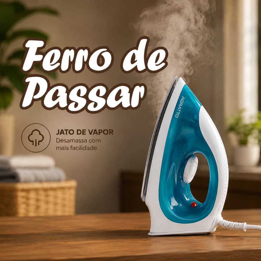 Ferro de Passar Roupa Profissional Ferro Passar Branco Ferro 127v Agratto Passa A Seco Antiaderente