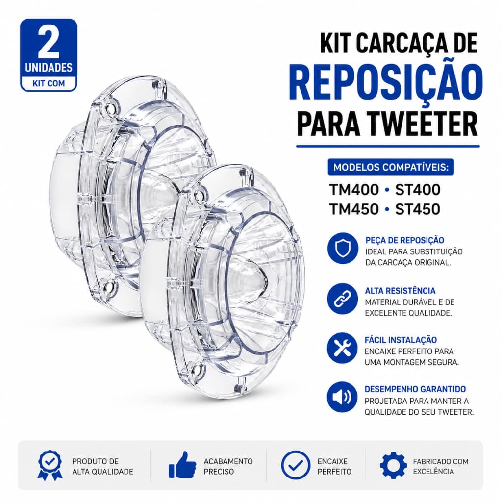 Kit 2 Carcaça Para Super Tweeter St400 St450 Tm450 Tm400 Musicall Som Profissional Som Automotivo