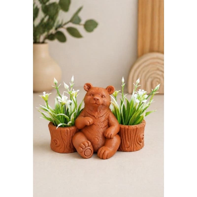 Urso com dois vasos decorativos/Decoração Casa/Presente