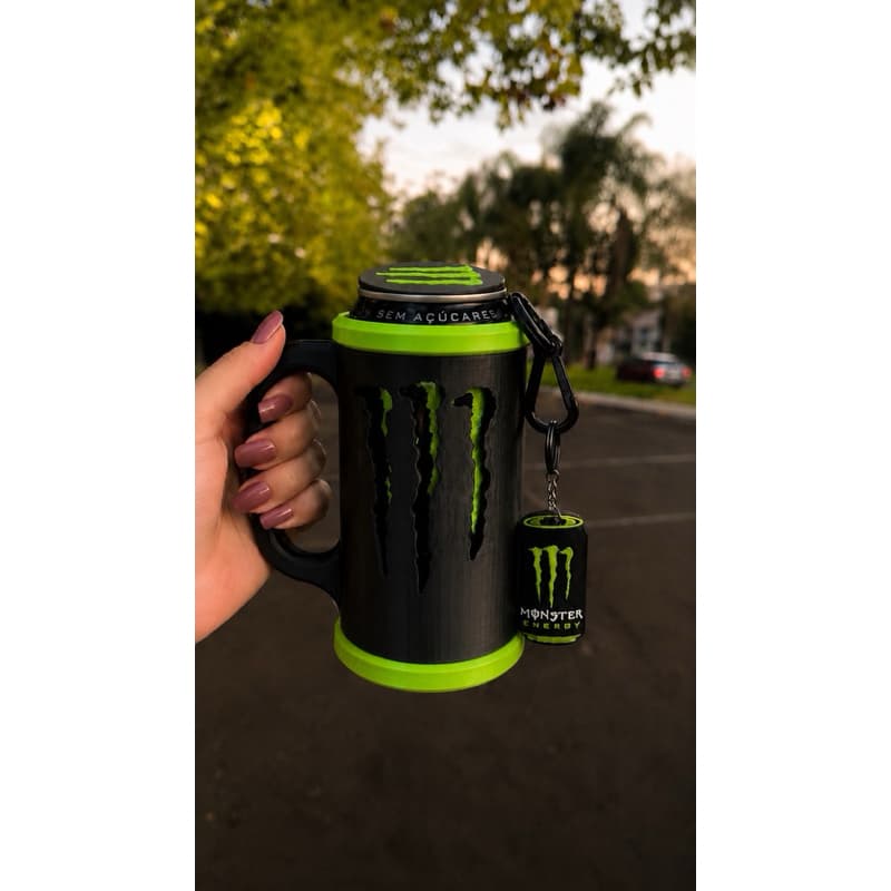 Suporte para lata energético com abridor e tampa