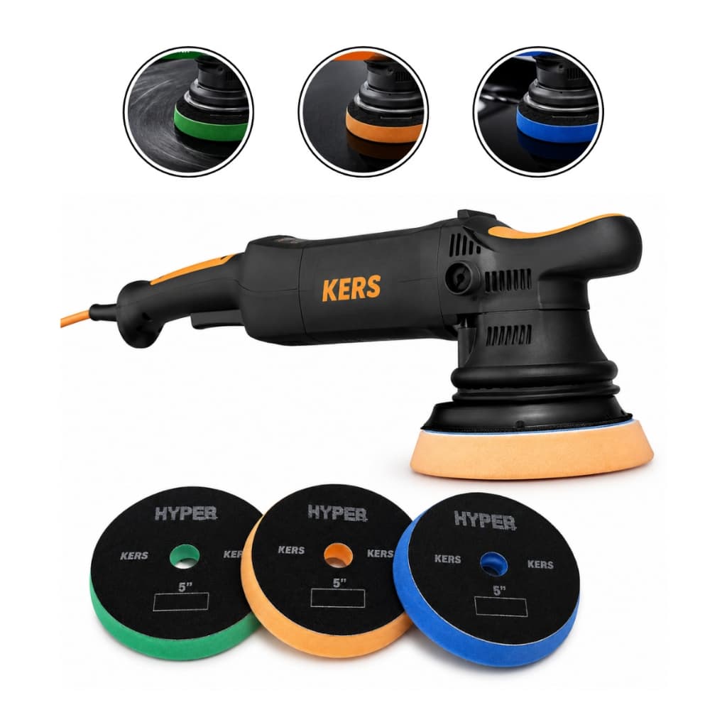 Politriz Roto Orbital RS 900w 60hz + 3 Boina Espuma 5" Corte Refino Lustro Kers Polimento Automotivo