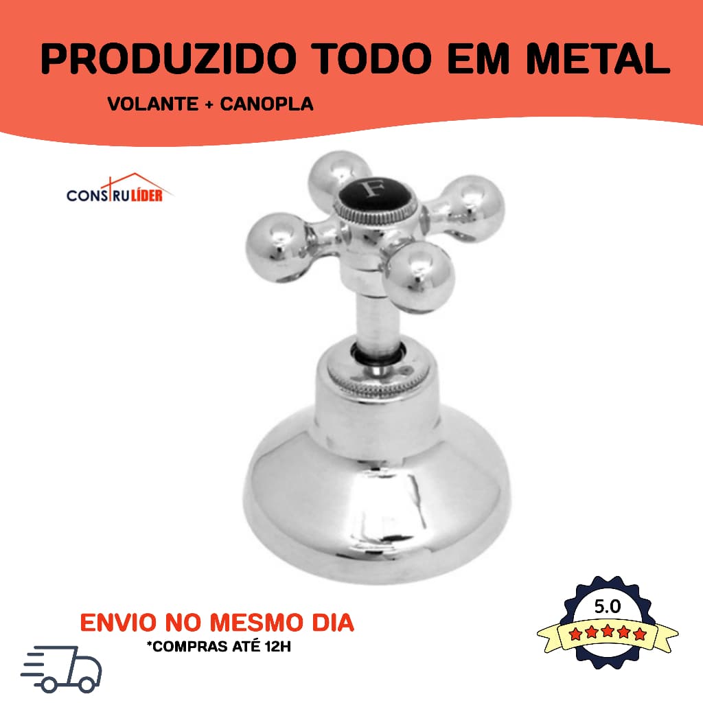 Acabamento C33 Para Registro Chuveiro 1/2 ou 3/4 Pol. Metal Pressão Gaveta Banheiro (PADRÃO DECA)