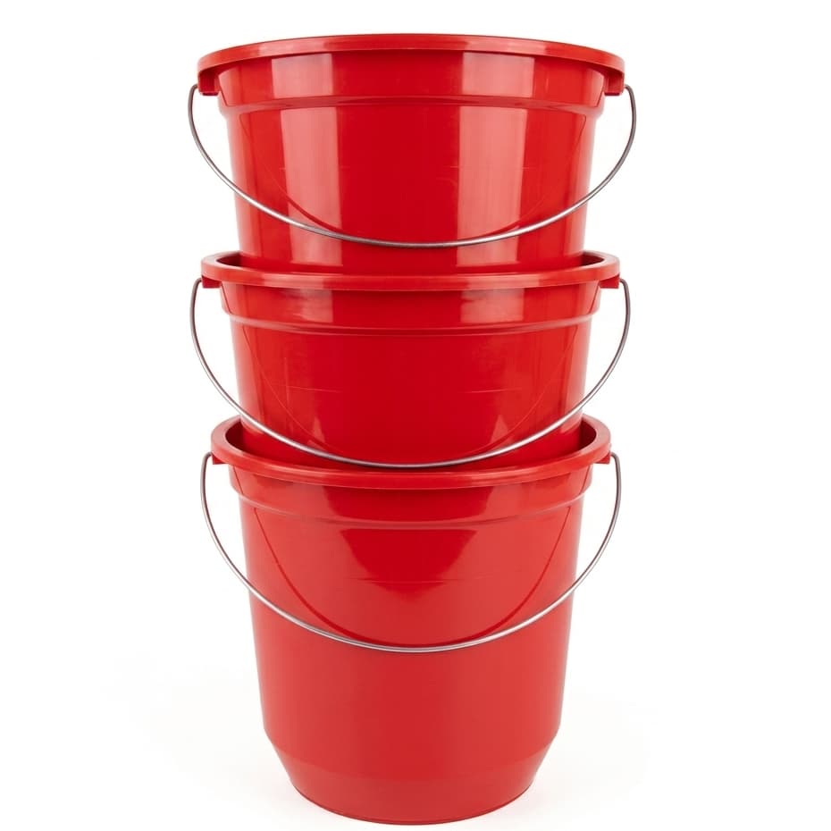 Balde de Plástico 7,5L Reforçado Multiuso Vermelho com Alça de Metal