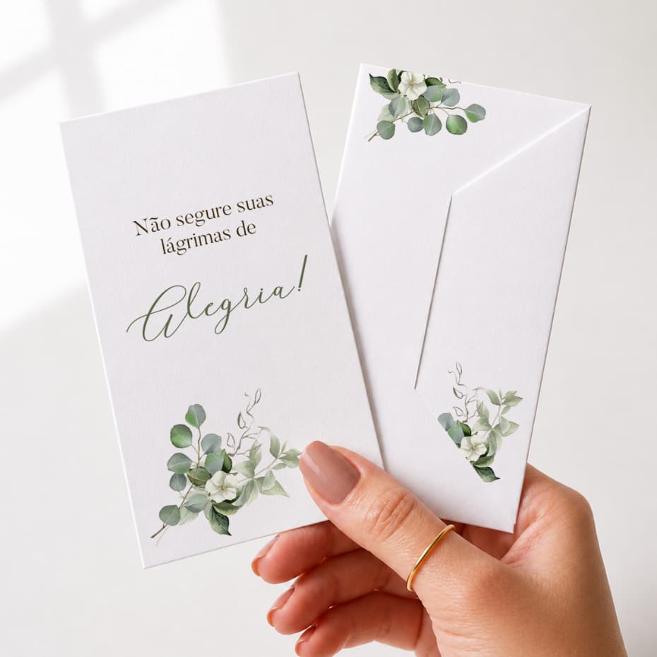 Lenços Lágrimas de Alegria Envelope Casamento com Lenço Incluso PRONTA ENTREGA para Cerimônia Festa de Casamento