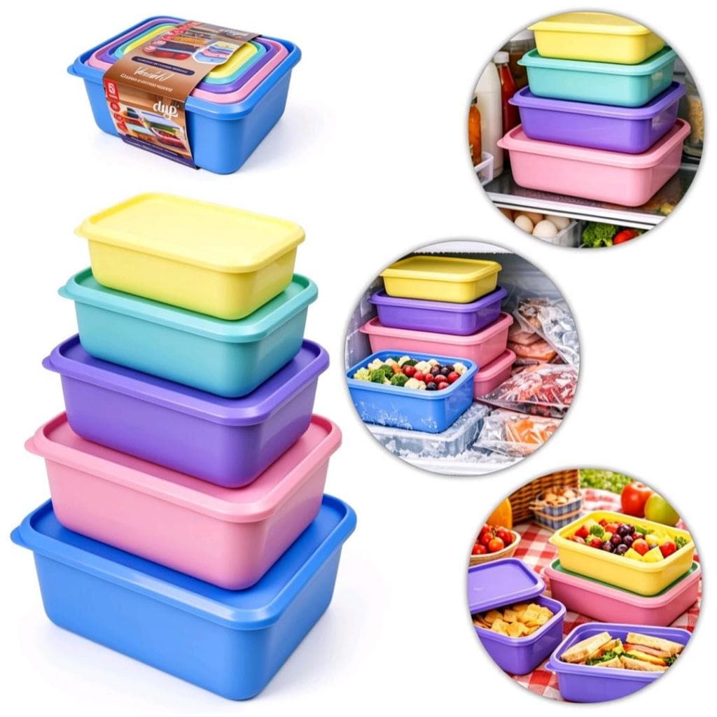 Kit 5 Potes Herméticos DUP Mônaco Plástico Marmita Organizador