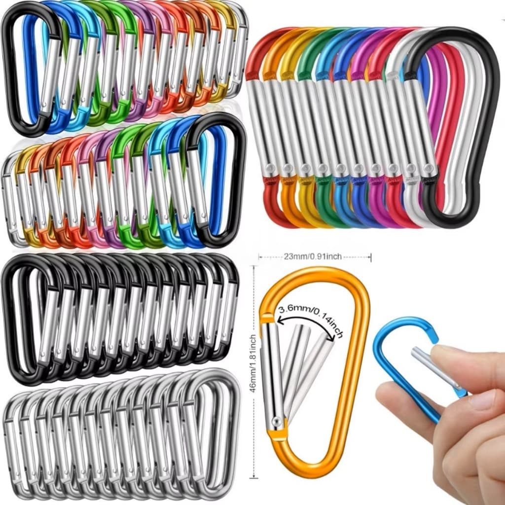Kit Mosquetão 3,5,10,20 De Alumínio Colorido - Chaveiro E Camping Escolha O Seu Kit + Brinde