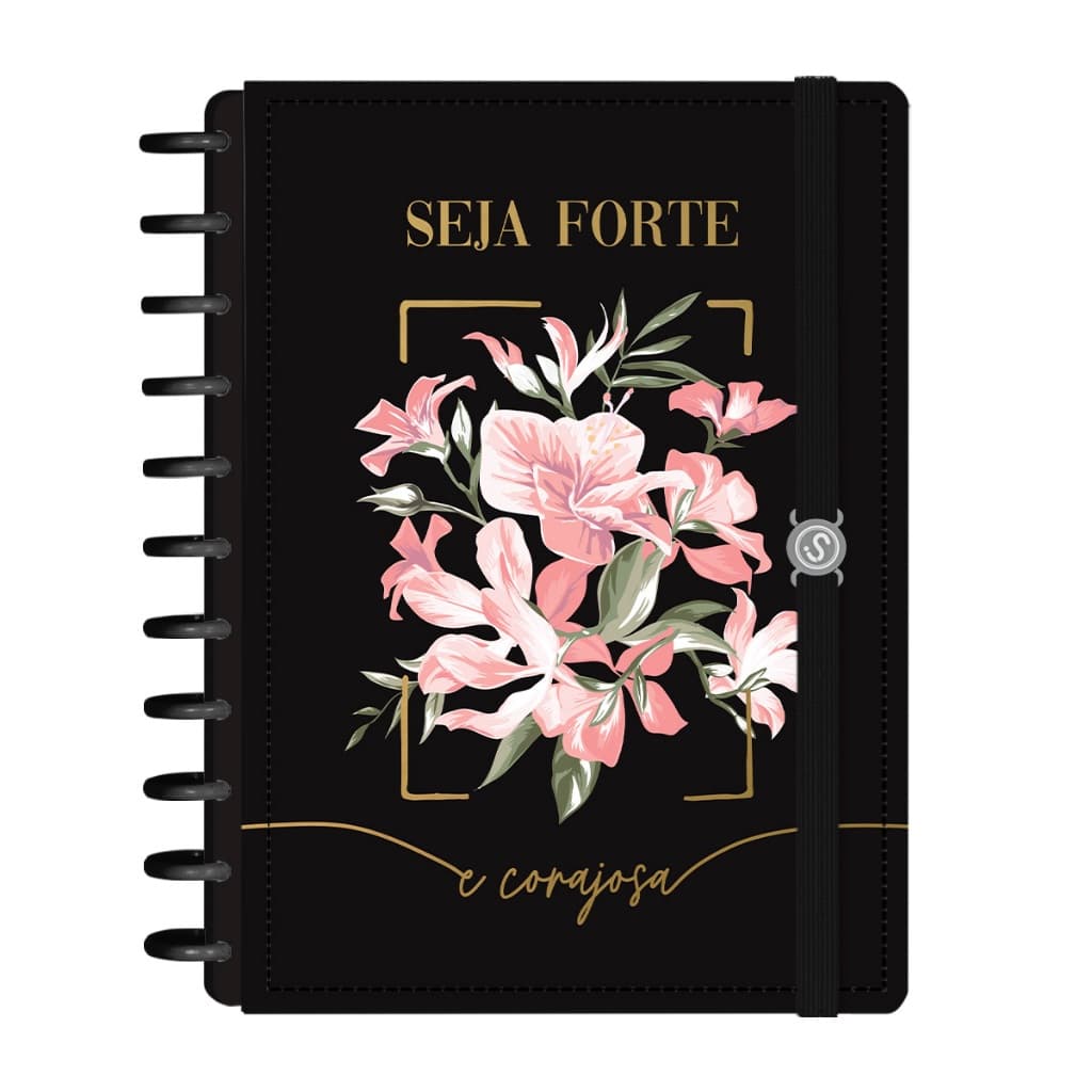 Caderno Disco + Iscool Capa Dura 140 Fls Inteligente Inteligente Opulence Seja Forte e Corajosa