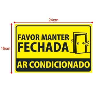 Adesivo Manter Porta Fechada Ar Condicionado Vinil 24x15cm