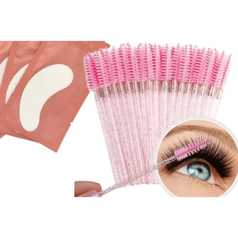 Kit 50 Escovinhas de Cílios e Sobrancelhas Descartáveis com Glitter