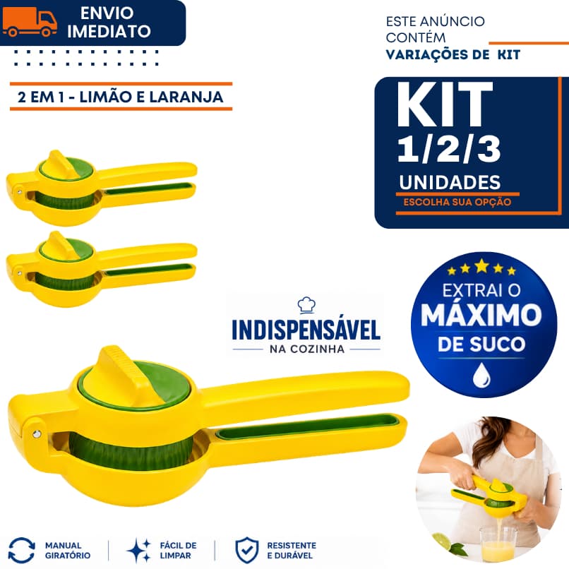 Espremedor de Limão e Laranja 2 Em 1 Manual 1/2/3 Giratório Extrator de Suco Portátil Fácil de Limpar