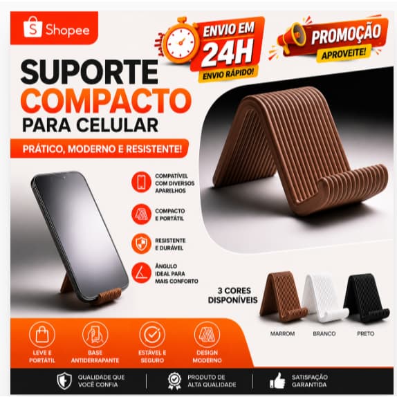 Suporte para Celular Mesa Dobrável | Compacto, Portátil e Antiderrapante
