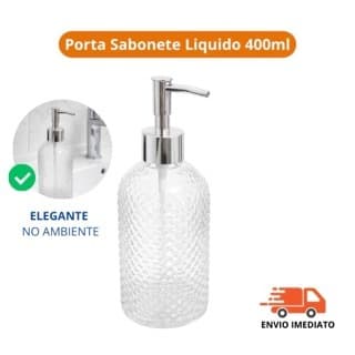 Porta Sabonete Liquido Banheiro Vidro 400ml Dispenser para Sabonete, Shampoo, Condicionador ou Alcool
