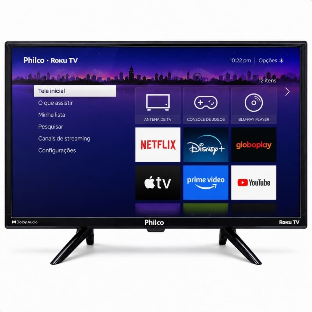 Smart TV 24" Philco HD LED Wi-Fi HDMI USB Roku TV Dolby Áudio Processador Quad Core - PTV24G5YR2CP