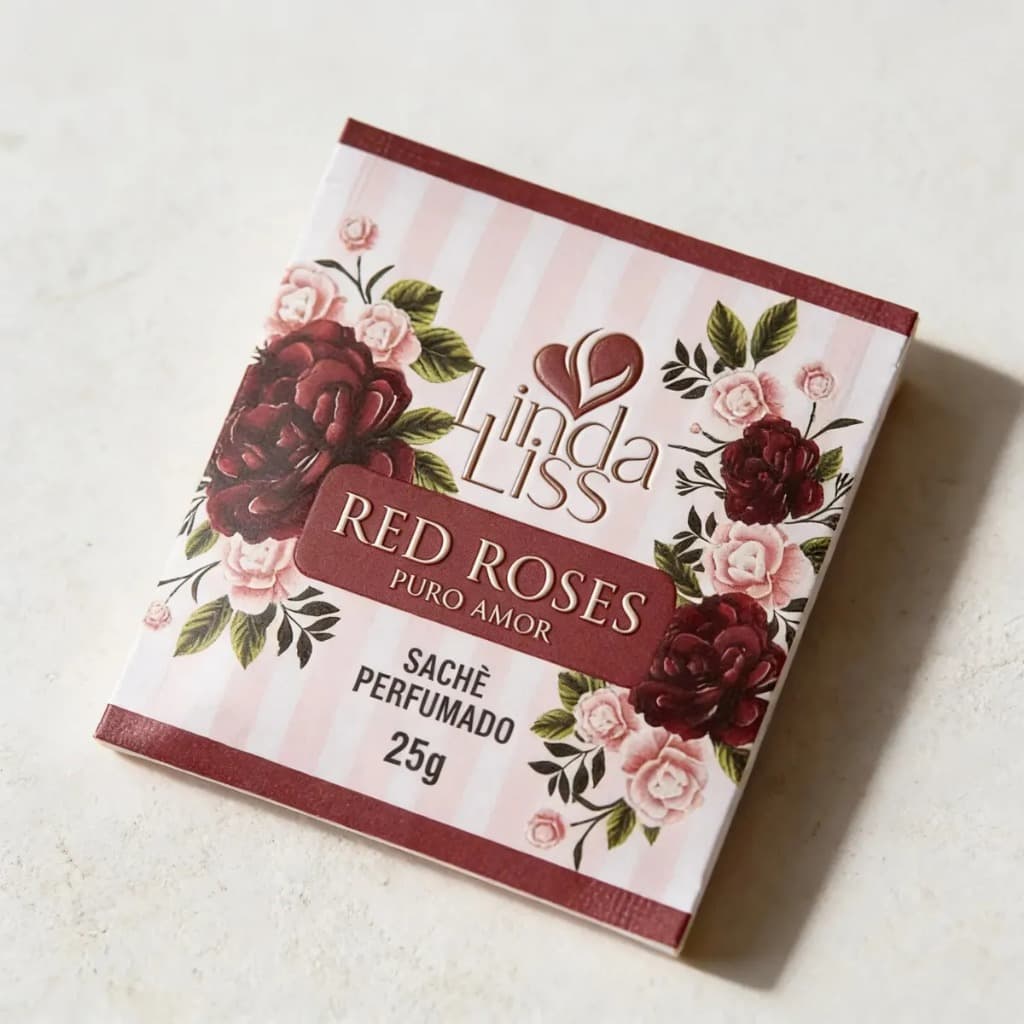 Sachê Perfumado Linda Liss Red Roses 25g Aromatizador para pequenos espaços