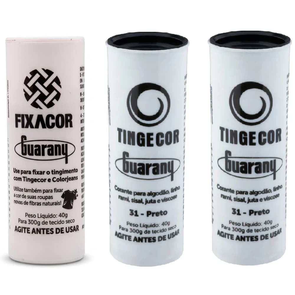 Kit FixaCor + 2 Corante de Roupas Preto Guarany