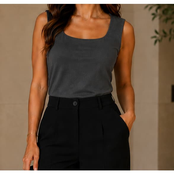 Blusa Regata Feminina Gola quadrada Com Forro Sem Bojo