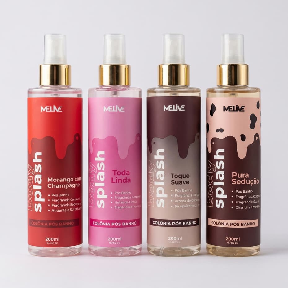 Body Splash Feminino 200ml Melive Pós Banho Doce, Floral e Suave Para o Dia a Dia/Envio Imediato