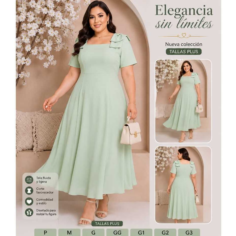 vestido Midi Elegante con laçu nu ombro du P-M-G-GG-G1-G2-G3