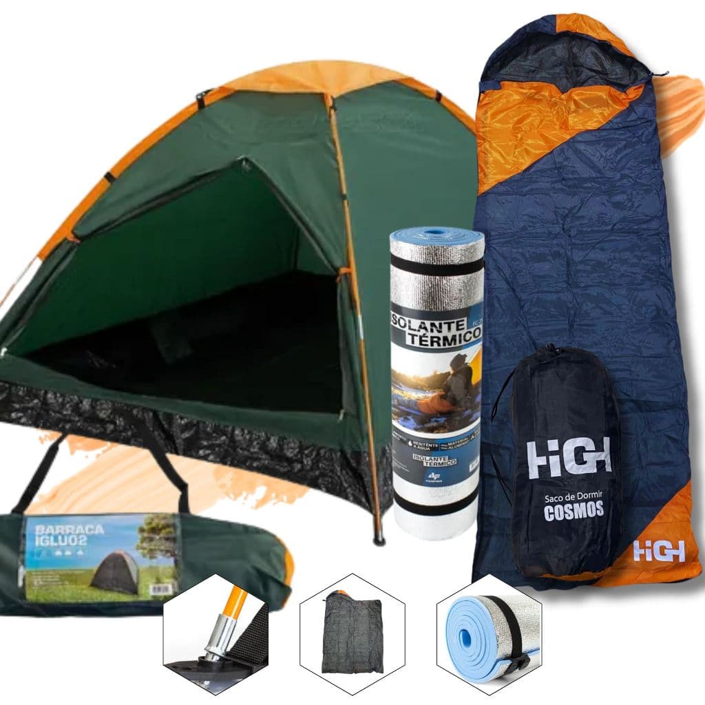 Kit Camping 1 Barraca 2 pessoas com 1 Saco De Dormir 1 Isolante Térmico 6mm