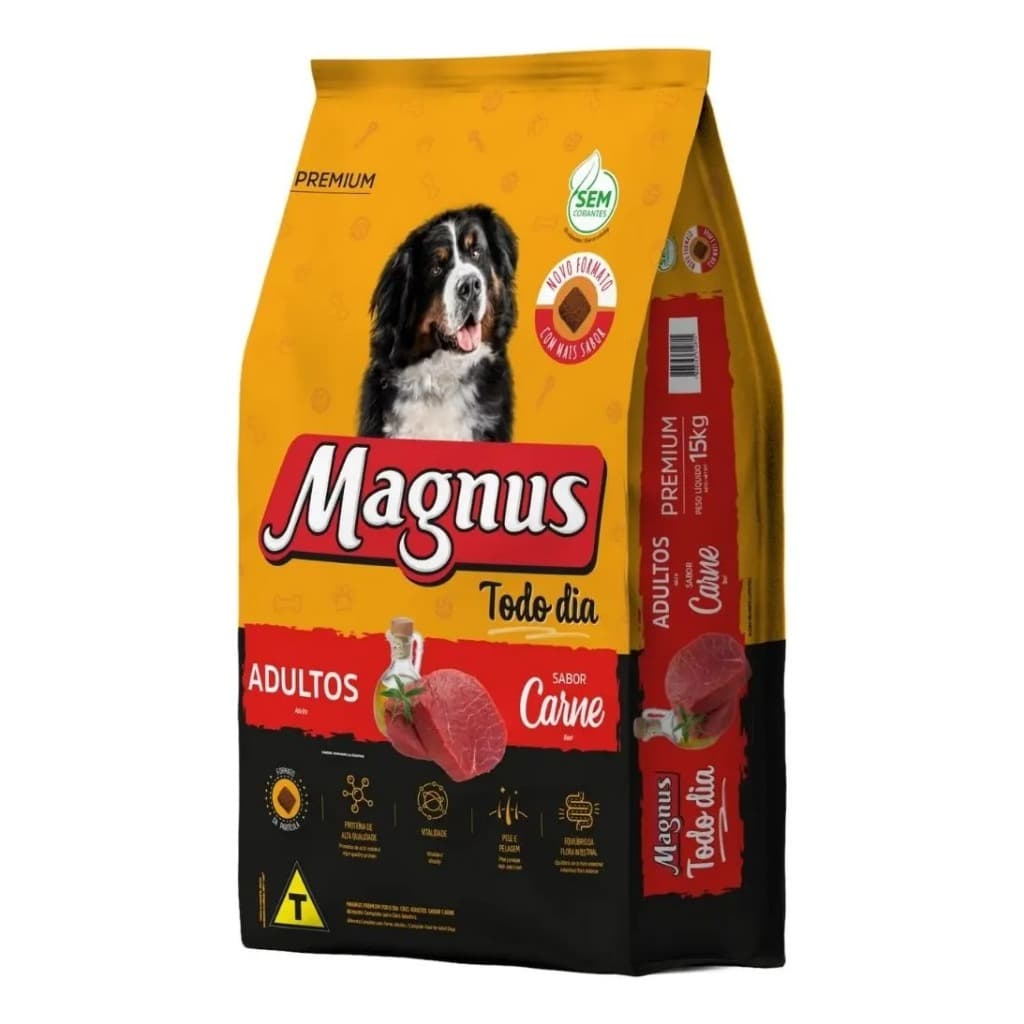 Ração Magnus Premium Todo Dia Cão Adulto Sabor Carne 15kg