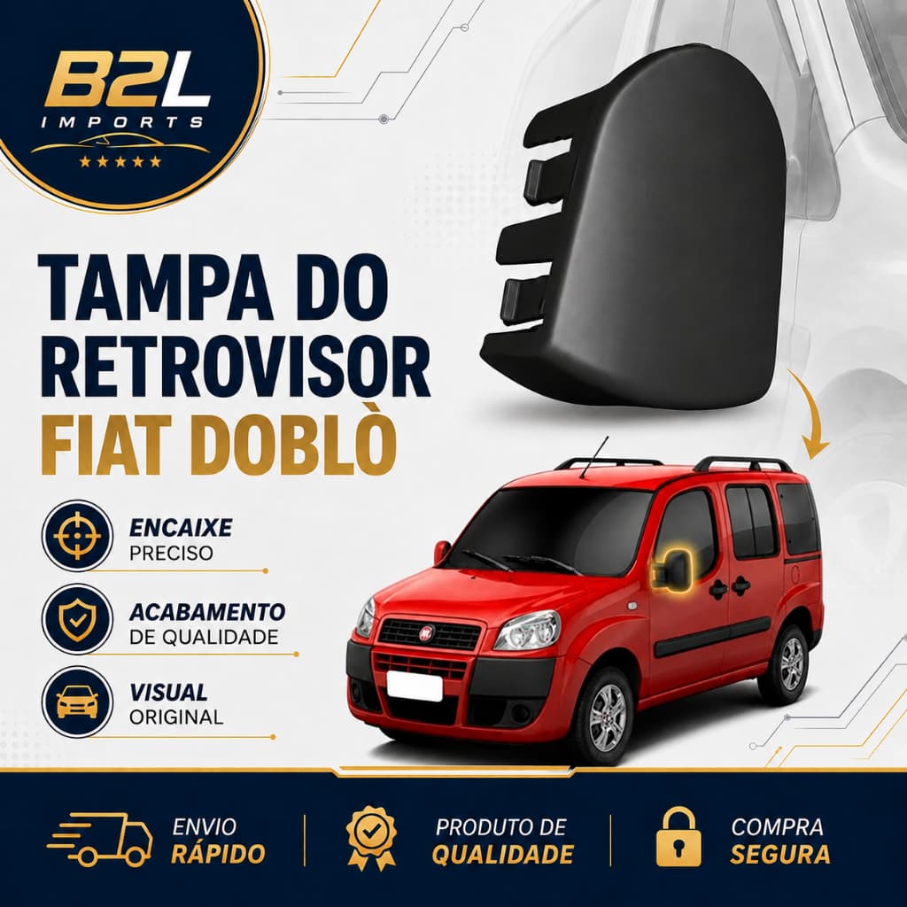 Tampa do espelho retrovisor da Fiat Doblo capa espelho retrovisor tampinha reposição carro