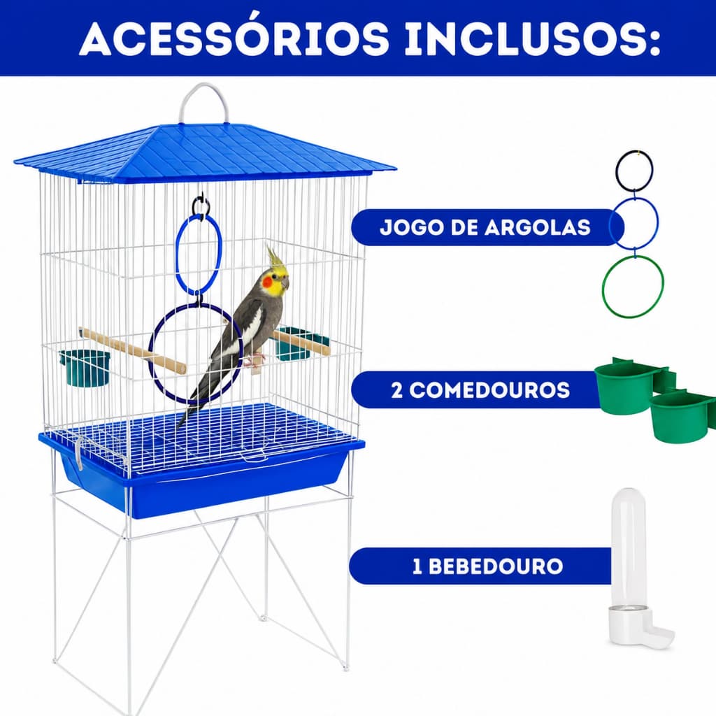 Gaiola Para Calopsita Ninho Pássaro Aves Com Acessórios Luxo RingNeck Periquito Papagaio Viveiro