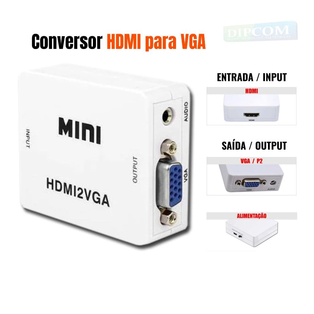 Conversor HDMI x VGA - FULL HD 1080P (HDMI para VGA)
