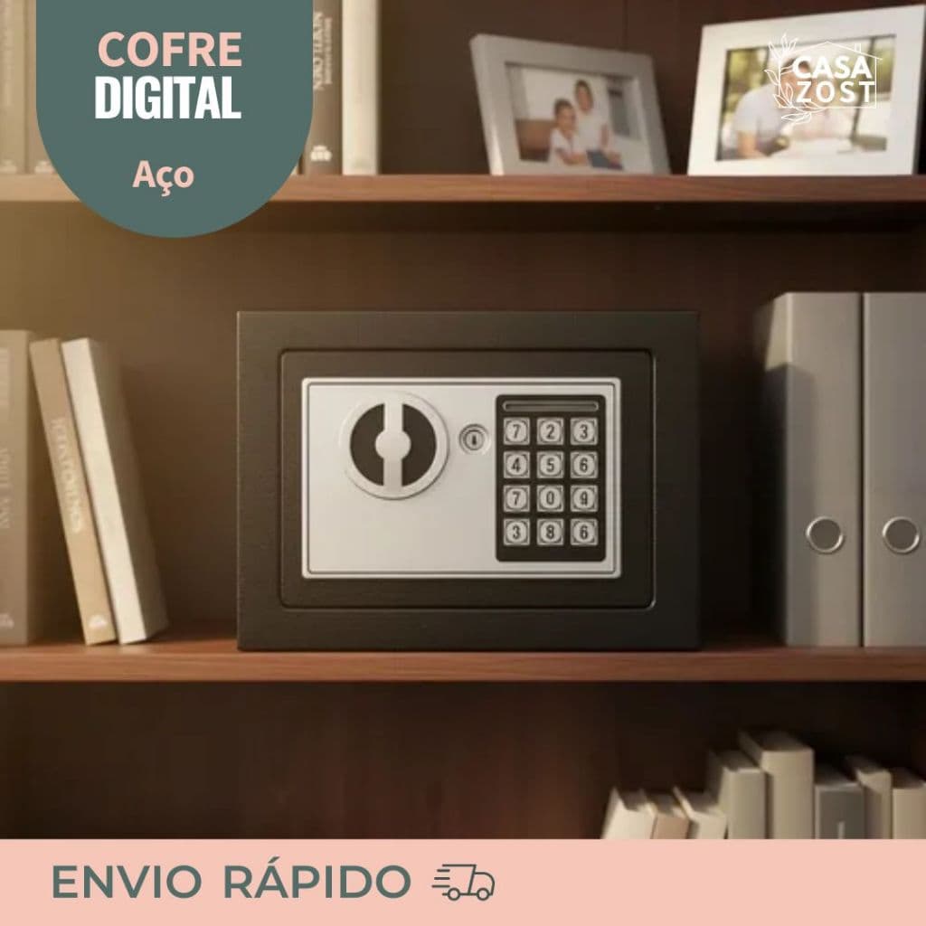 Cofre Digital Seguro Com Teclado Eletronico E Chave Preto Alta Protecao Residencial Comercial