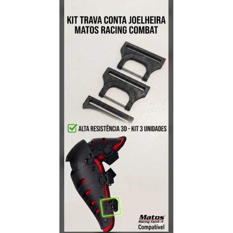 Kit Trava Fivela Joelheira Articulada Matos Racing Combat 3D