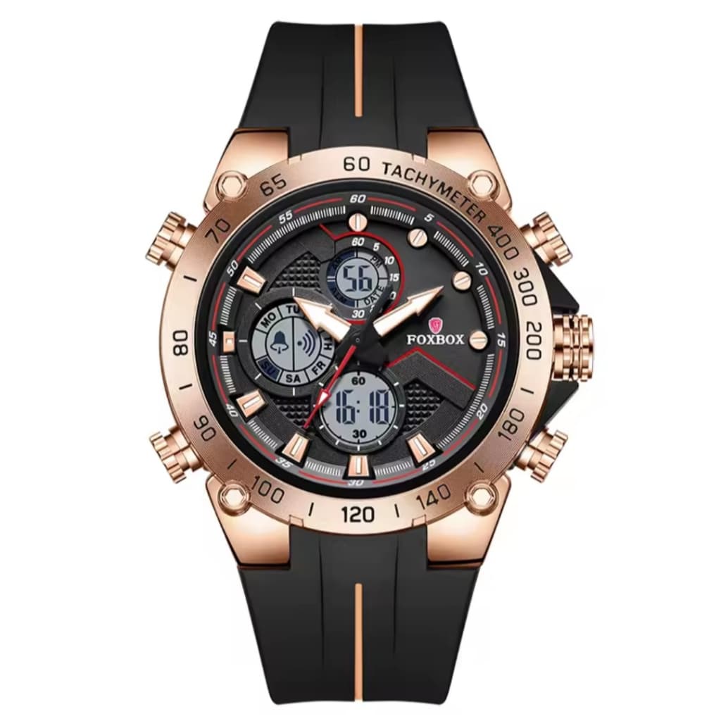Relógio Masculino Analógio/Digital FoxBox pulseira Silicone Luz noturna Design Elegante Cronógrafo a prova dagua
