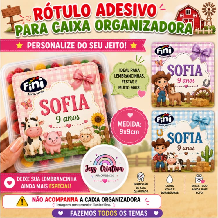 Rótulo Adesivo Personalizado para Caixa Organizadora com Divisórias