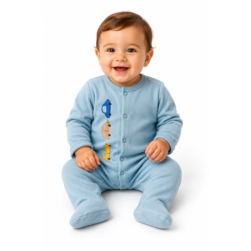 Macacão de Bebê Cars (3-6m)com pezinho/ Manga reversível Exclusivo. Algodão Premium