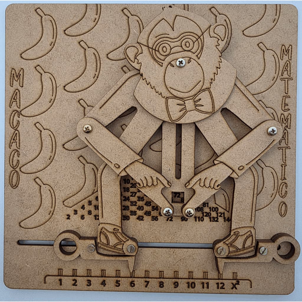 Macaco Matematico Aprenda Tabuada Multiplicação Brincando Brinquedo Educativo de MDF