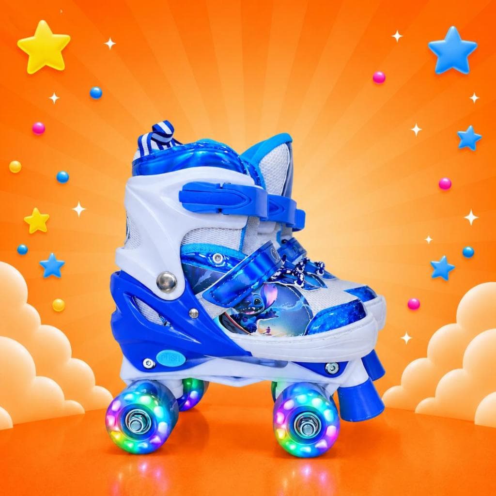 Patins Quad Infantil Stitch Tamanho Ajustavel Regulavel Rodinhas Com LED - LANÇAMENTO